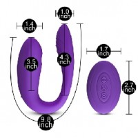 Clitoral & Couples Vibrator w/Sucking, 10 Function, Rechargeable, w/Remote Control PURPLE